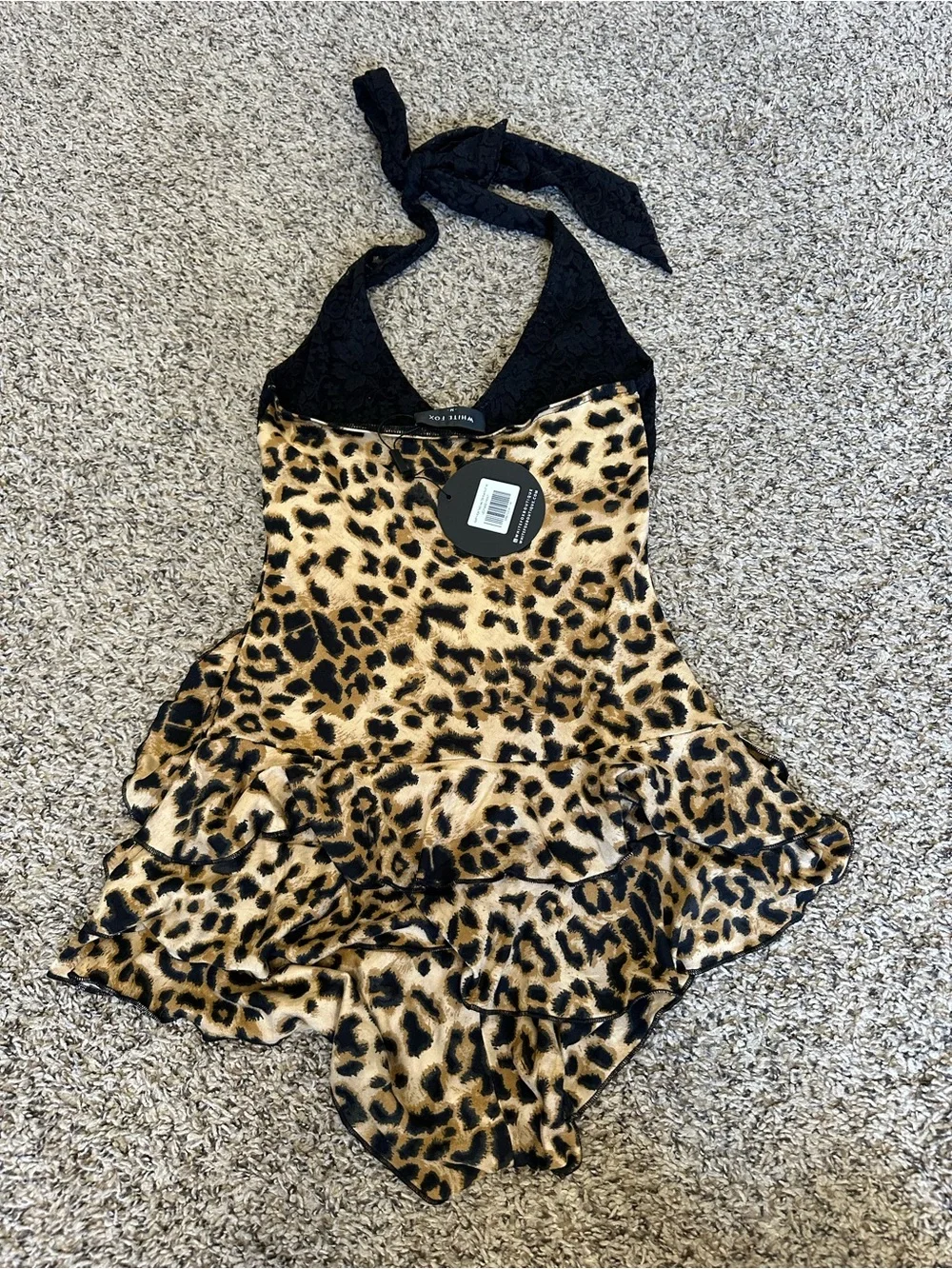Leopard Print Halter romper with Black Bodice - Picture 3 of 4